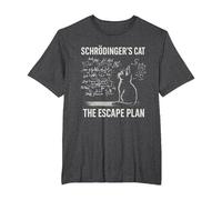 Schrödingers Cat The Escape Plan Funny Science Teacher T-Shirt, Men's Big and Tall, Dark Heather Grey, 5X Tall