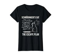 Schrödingers Cat The Escape Plan Funny Science Teacher T-Shirt, Women, Black, 3X-Large