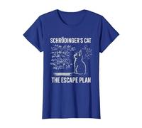 Schrödingers Cat The Escape Plan Funny Science Teacher T-Shirt, Women, Royal Blue, X-Large