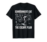 Schrödingers Cat The Escape Plan | Funny Scientist & Teacher T-Shirt, Men, Black, Large