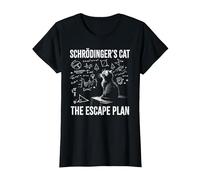 Schrödingers Cat The Escape Plan | Funny Scientist & Teacher T-Shirt, Women, Black, Medium