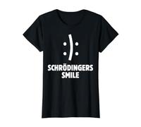 Schrödinger's Smile Funny Quantum Physics Science Joke Value Graphic T-Shirt, Women, Black, XS