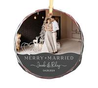 SCHUANGZHAN Personalized Wedding Photo Ornament Mr & Mrs First Christmas As Married Ornament