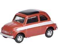 Schuco 26272 Fiat 500 Red White Stripe 1/87 H0 Scale in Case T48 Post