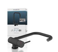 SCHÜTTE 24556 Window Kitchen Faucet, Bottom Window, Sink Fixture, Front Window, Flexible Water Tap, Folding, 360° Rotatable, Single Lever Mixer Tap, Black