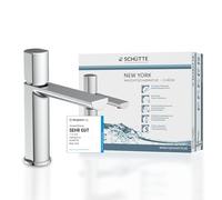 Schütte New York 33610 Washbasin Faucet, Chrome Contemporary Single-Lever Mixer Tap with Pop-Up Drain, Bathroom Tap