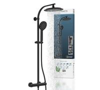 SCHÜTTE 60076 Madura Fresh Shower Set with Large Rain Shower Diameter 24 cm and Hand Shower, Thermostat Fitting with Safety Lock at 38 °C, Complete Installation Set, Matte Black