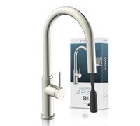 SCHÜTTE 79526 Blackpool Kitchen Faucet with Pull-Out Dish Shower, 360° Kitchen Tap Mixer Tap with Single Lever Mixer Tap Sink Fitting with Sprayer Extendable in Stainless Steel