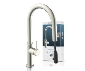 SCHÜTTE 79526 Blackpool Kitchen Faucet with Pull-Out Dish Shower, 360° Kitchen Tap Mixer Tap with Single Lever Mixer Tap Sink Fitting with Sprayer Extendable in Stainless Steel
