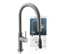 SCHÜTTE 79562 Blackpool Kitchen Tap with Pull-Out Dish Rinser, 360 Degree Tap for Kitchen, Mixer Tap with Single Lever Mixer, Sink Mixer Tap with Extendible Shower in Graphite