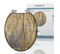 SCHÜTTE 80124 Toilet Seat with Soft-Close Mechanism, Suitable for Many Standard Toilet Sinks, Maximum Load of The Toilet Seat 150 kg, Wood Effect Motif on Seat and Lid