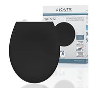 Schütte 82410 Black Soft-Close Mechanism and Quick Release, Motif with Metal Hinges, lid and Toilet seat up to 150 kg, Universal Size