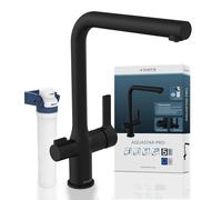SCHÜTTE Aquastar Pro 99860 Kitchen Sink Tap with 3-Way Filtration System and Water Filter for Limescale and Heavy Metals Black