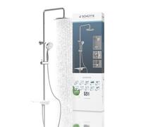 SCHÜTTE Aquastar Shower Set Rain Shower with Shelf, Shower System with 5-Way Adjustable Hand Shower, Shower Column with Shower Head, Shower Set in Chrome/White