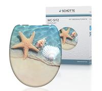 Schütte 82196 Beach Toilet seat with Soft Close and Pattern, Complete Material, spacing Stops, Illustrated Assembly Instructions