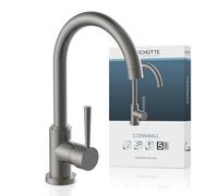 SCHÜTTE Cornwall 79162 Sink Tap for Kitchen Sink Energy-Saving Function 360° Pivoting Ideal for Double Sinks Matte Graphite