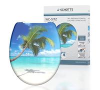 Schütte Carribean Duroplast Soft-Close Mechanism and Quick Release for Easy Cleaning, Maximum Load of The Toilet seat 150 kg, Beach Motif 82363
