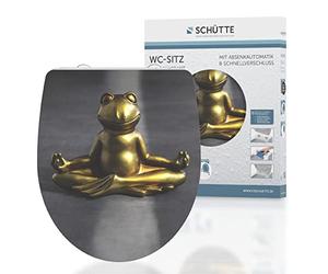 Schütte Duroplast HG Relaxing Frog 82581 Toilet Seat with Soft-Close Mechanism, Quick Release for Easy Cleaning, Maximum Load of The Toilet Seat 150 kg, Frog Motif