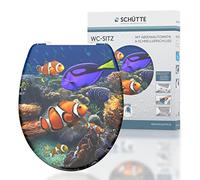 Schütte SEA Life 82372 Duroplast Toilet Seat with Soft-Close Mechanism and Quick Release for Easy Cleaning, Maximum Load 150 kg, Fish Motif
