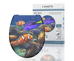SCHÜTTE Duroplast Sea Life 82372 Toilet Seat with Soft-Close Mechanism and Quick Release for Easy Cleaning Maximum Load of The Toilet Seat 150 kg Fish Design