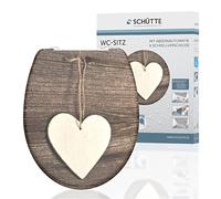 Schütte Duroplast Wood Soft-Close Mechanism and Quick Release for Easy Cleaning, Maximum Load of The Toilet Seat 150 kg, Motif 82377, Wooden Heart