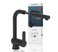 Schütte London Low Pressure Kitchen Faucet with Pull-Out Shower Head, Water Heater/Under Table Appliance Fixture, 360 Degree Rotatable Water Tap Kitchen, Mixer Tap Sink Fixture 79769, Black