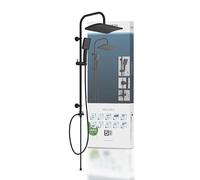 SCHÜTTE Mallorca Shower Set | Shower Column with Large Rain Shower | Hand Shower with 3 Jet Types | Shower System with Height-Adjustable Shower Rail | Matte Black