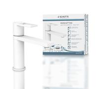 SCHÜTTE Manhattan 33018 Basin Faucet with Waste Plug, Bathroom Mixer, Single Lever Bathroom Mixer Tap with Pop Up Drain Plug, Basin Mixer Tap, White