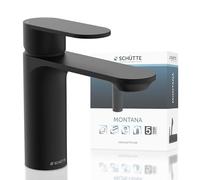 SCHÜTTE Montana 32316 Bathroom Basin Tap with Waste - Single-Lever Bathroom Mixer Tap with Pop-Up Plug - Black