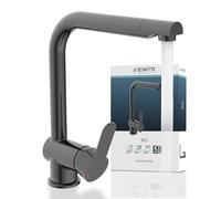 SCHÜTTE Rio 79836 360° Swivelling Kitchen Tap with High Spout Kitchen Single Lever Mixer Tap Single Sink Double Sink Mixer Tap for The Sink, High Gloss Graphite