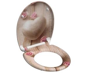 SCHÜTTE ROMANTIC toilet seat Duroplast, toilet seat with soft closing and quick release for easy cleaning, maximum load of the toilet seat 150 kg, motif heart 82370