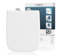 SCHÜTTE Square Toilet Seat (E-Shape), Perfect Fit for Keramag Renova No. 1 Plan, 5-Year Warranty & 250 kg Load Capacity, Duroplast Toilet Lid with Soft-Close Mechanism and Quick Release, White