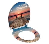 Schütte 82378 Sunset Sky Soft-Close Mechanism, Motif and Quick Release for Cleaning, Duroplast lid (max. Load of The Toilet seat 150 kg)