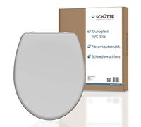 Schütte 82302-A GRAU Grey with Soft-Close Mechanism, Quick Release for Easy Cleaning, Duroplast lid (max. Load of The Toilet seat 150 kg), Gray