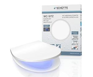 SCHÜTTE Toilet Seat with Soft-Close Mechanism and LED Night Light, Luminous Toilet Lid, Quick Release, Toilet Lid up to 150 kg, Universal Size, White, LED Toilet Seat