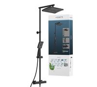 SCHÜTTE Trento 60170 Shower System with Thermostat, Shower Set with Large Rain Shower (32 x 20 cm) and Adjustable Hand Shower, Shower Set with Shower Rail, Shower Column, Shower Panel, Black