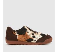 schuh Beige & Brown Margot Leather Gum Sole Girls Junior Trainers UK 12 (EU 32)