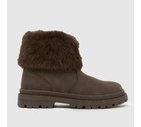 schuh Brown Cranberry Fur Cuff Girls Junior Boots UK 12 (EU 30)