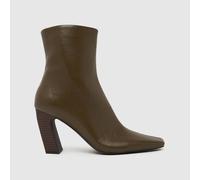 schuh Bryson Stack Heel Boots in Dark Green UK 8 (EU 41)