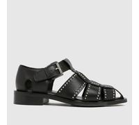 schuh Leonie Leather Stud T-Bar Flats in Black UK 6 (EU 39)