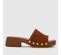 schuh Verity Suede Clog Sandals in Tan UK 2 (EU 35)