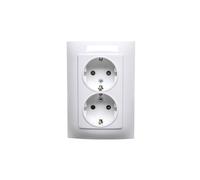 Schuko double socket with covers white Simon 10 CGSZ2Z/11