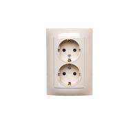 Schuko Double Socket with Cream Covers Simon 10 CGSZ2Z/41