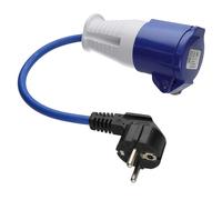 Schuko Plug to 16A Blue Commando Caravan Site Power Electric Cable Adapter