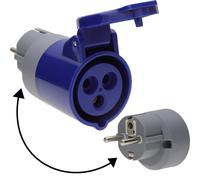 Schuko Plug to 16A Blue Commando Caravan Site Power Electric Direct Adapter
