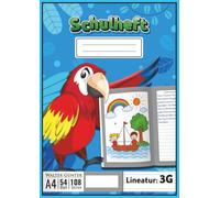Schulheft Lineatur 3G Größe DIN A4: Geschichtenheft mit zwei Linien je Zeile mit einem Abstand von 3,5 mm | 54 Blatt (108 Seiten) | Linke Seite ... Schullineatur für alle Ausgangsschriften