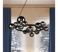 Schuller Valencia Astros pendant light, 14-bulb, black, smoked grey glass