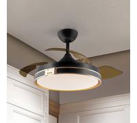 Schuller Valencia Herón LED ceiling fan, black/gold/smoke, Ø 106 cm, quiet
