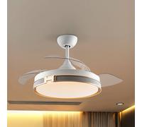 Schuller Valencia Herón LED ceiling fan, white/gold/grey/clear, Ø106 cm, quiet