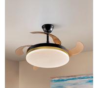Schuller Valencia LED ceiling fan Vento black/gold/smoke Ø 100 cm quiet